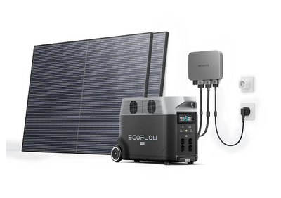 Комплект енергонезалежності EcoFlow PowerStream - мікроінвертор 600W + зарядна станція Delta Pro + 2 x 400W стаціонарні сонячні панелі - Suricom