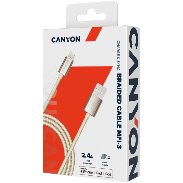 Кабель CANYON MFI-3 Золотистый (CNS-MFIC3GO)