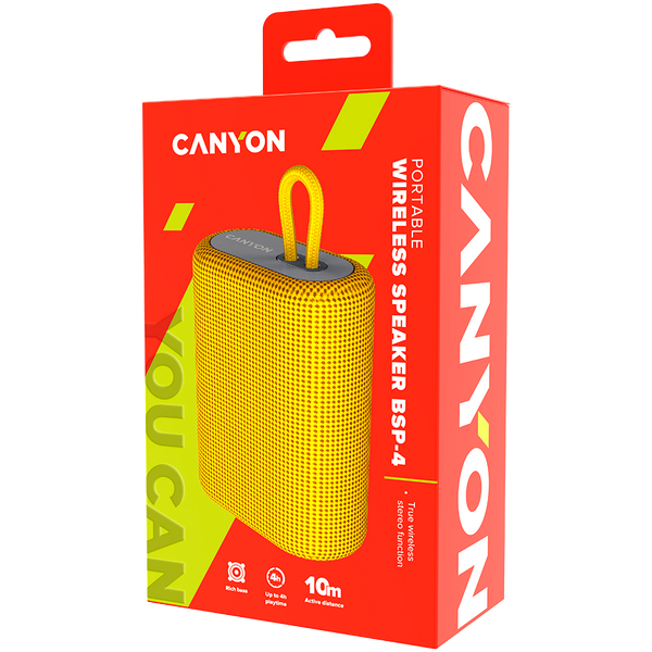 Портативная колонка CANYON BSP-4 Желтый (CNE-CBTSP4Y), Жёлтый
