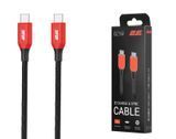 Кабель 2E USB-C > USB-C для заряджання й синхронізації 100 Вт, 1 м, чорно-червоний (2E-CC100-WH)