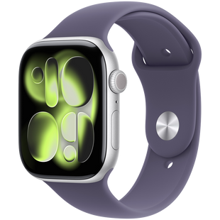Смарт-годинник Apple Watch Series 11 GPS + Cellular 46mm Silver Alu. Case w. Purple Fog S. Band - S/M (MFCP4)