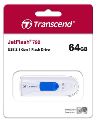 Накопичувач Transcend 64GB USB 3.1 Type-A JetFlash 790 White