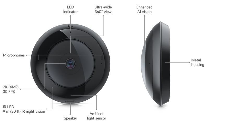IP-камера Ubiquiti UniFi AI 360 2K PoE з оглядом 360&deg; (UVC-AI-360)