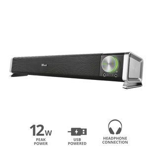 Акустична система Trust Asto Саундбар для ПК і ТВ, 6 Вт RMS, USB/AUX 3,5 мм, чорна (21046_TRUST)