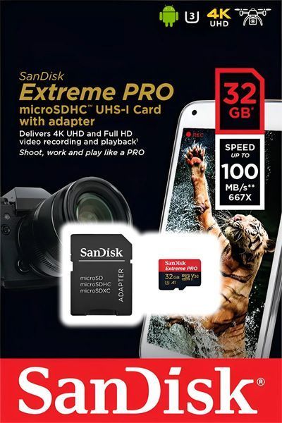 Картка пам'яті SanDisk Extreme PRO microSDHC 32 ГБ (SDSQXCG-032G-GN6MA)