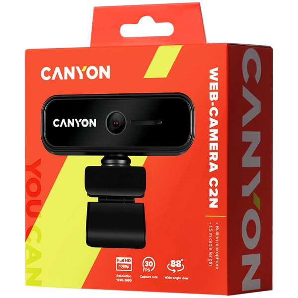 Веб-камера CANYON C2N Чорний (CNE-HWC2N), Чорний