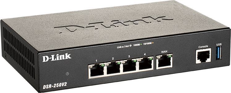 Мультисервисный VPN-маршрутизатор D-Link DSR-250V2, 5 &times; GbE, USB 3.0, файрвол 950 Мбит/с (DSR-250V2)