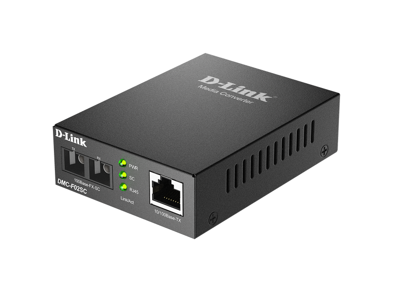 Медиаконвертер D-Link DMC-F02SC 100Base-FX многомодовый, SC, до 2 км (DMC-F02SC)
