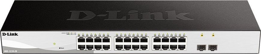 Керований комутатор D-Link DGS-1210-26 Smart Managed rev F1 24&times;GE, 2&times;SFP, 19&Prime; (DGS-1210-26)