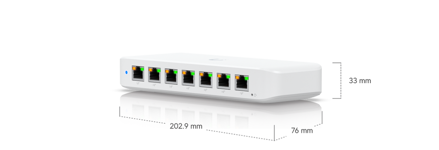 Коммутатор Ubiquiti UniFi USW-Ultra-210W 8&times;GbE, 7&times;PoE+ 202 Вт, L2 (USW-ULTRA-210W-EU)