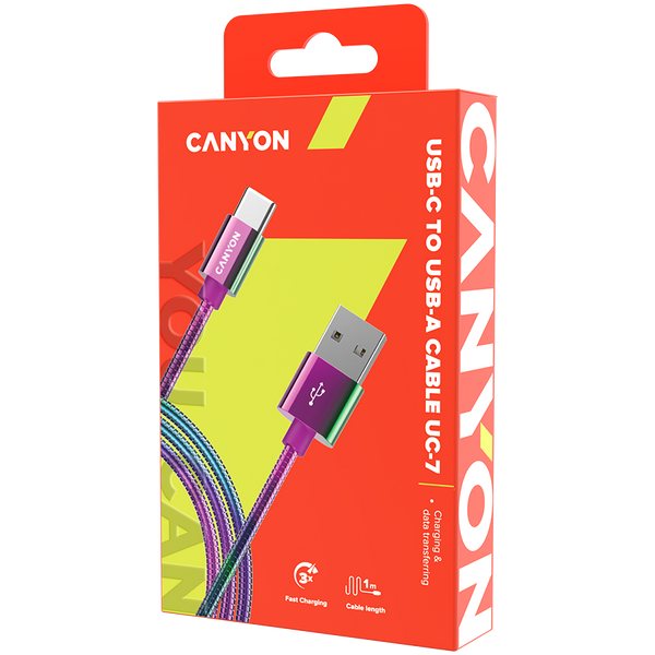 Кабель CANYON UC-7 Радужный (CNS-USBC7RW)