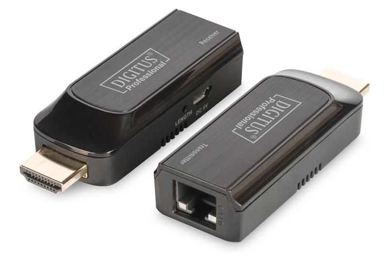 Удлинитель DIGITUS mini HDMI extender over UTP 50m, USB powered, черный