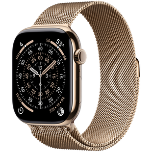 Смарт-годинник Apple Watch Series 11 GPS + Cellular 46mm Gold Tit. Case w. Gold Milanese Loop - S/M (MFD74)