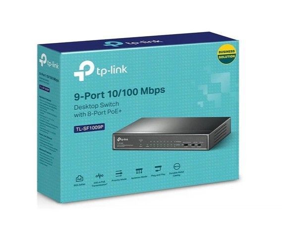 Комутатор TP-Link TL-SF1009P 9&times;10/100 Мбіт/с, 8 портів PoE+ 65 Вт неуправляємий (TL-SF1009P/box)