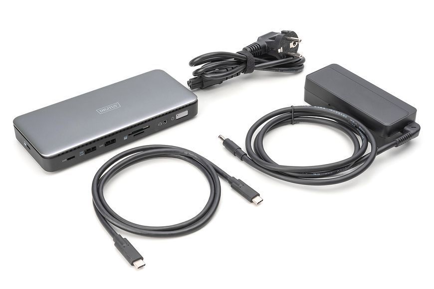 Док-станція DIGITUS USB-C> 2xHDMI, DP, 2xUSB-A, USB-C, SD, MicroSD, RJ54, DC, Audio (DA-70917)