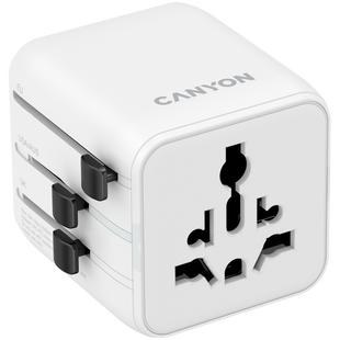 Дорожній перехідник для розеток CANYON OnTour One Білий (CNS-TA1005W)