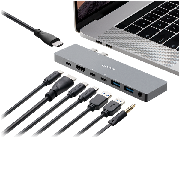 USB-хаб CANYON DS-8 Темно-сірий (CNS-TDS08DG), Серый