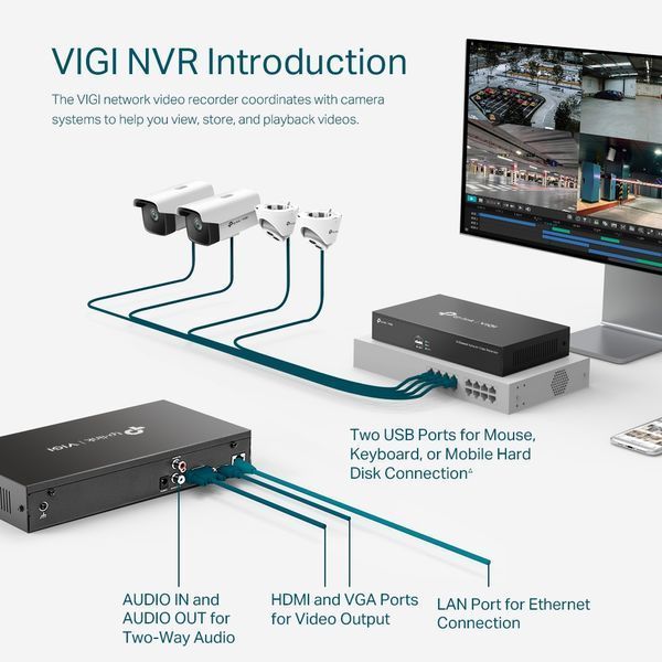 Мережевий відеореєстратор TP-Link VIGI NVR1008H 8 каналів, до 16 ТБ, H.265+ (VIGI NVR1008H)