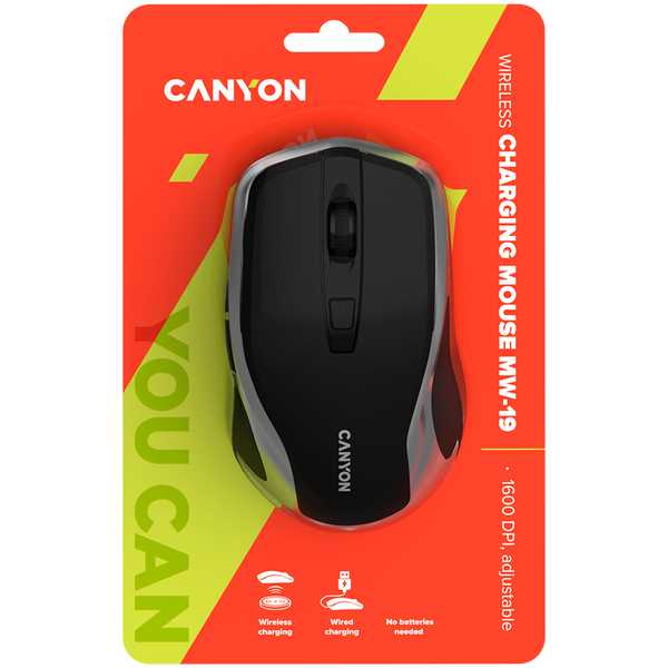 Беспроводная мышь CANYON MW-19 Черно-серебристый (CNS-CMSW19B)