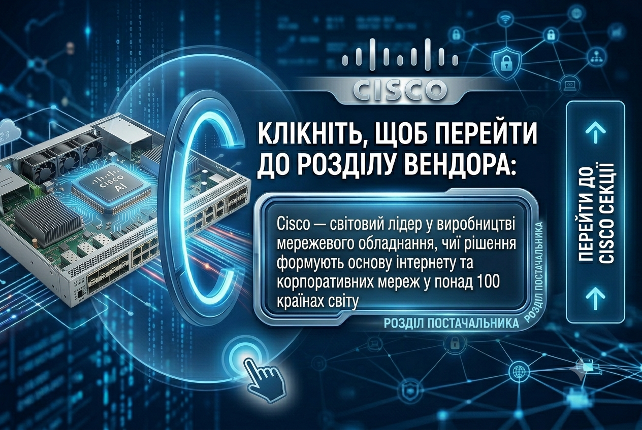 Cisco — світовий лідер у виробництві мережевого обладнання, чиї рішення формують основу інтернету та корпоративних мереж у понад 100 країнах світу